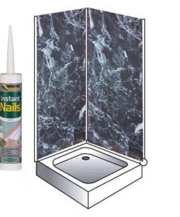 Black Marble Shower Wall Panels Kit 1000MM x 2.4m X 10mm 2 Sided Cubicle Fitting 20 % OFF