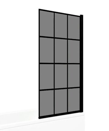 Abstract Matt Black Grid Bath Screen with Square Single Ended Bath