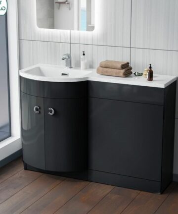 1100 Curved LH Anthracite Resin Basin