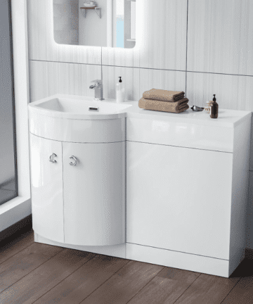 1100 Curved LH White Resin Basin