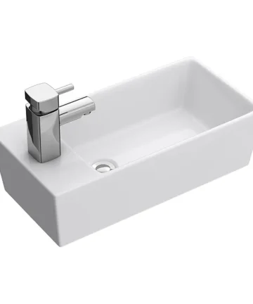 Compact Rectangular Counter Top Ceramic Basin