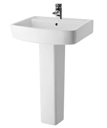 Bliss Modern Square Basin & Pedestal - 1 Tap Hole 600mm Width Basin