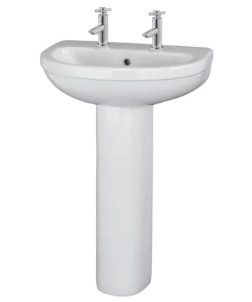 Ivo Basin with Full Pedestal (555mm Wide - 2 Tap Hole)
