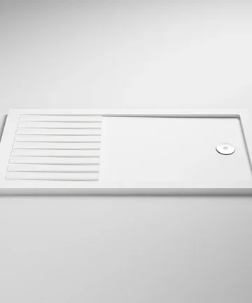 Rectangular 40mm ABS Capped Acrylic Walk-In Shower Tray with Drying Area 1600 x 800 x 40mm